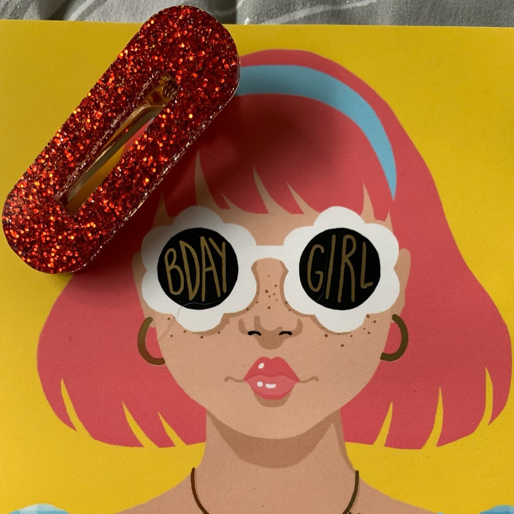 Red Glitter Resin Hair Barrette